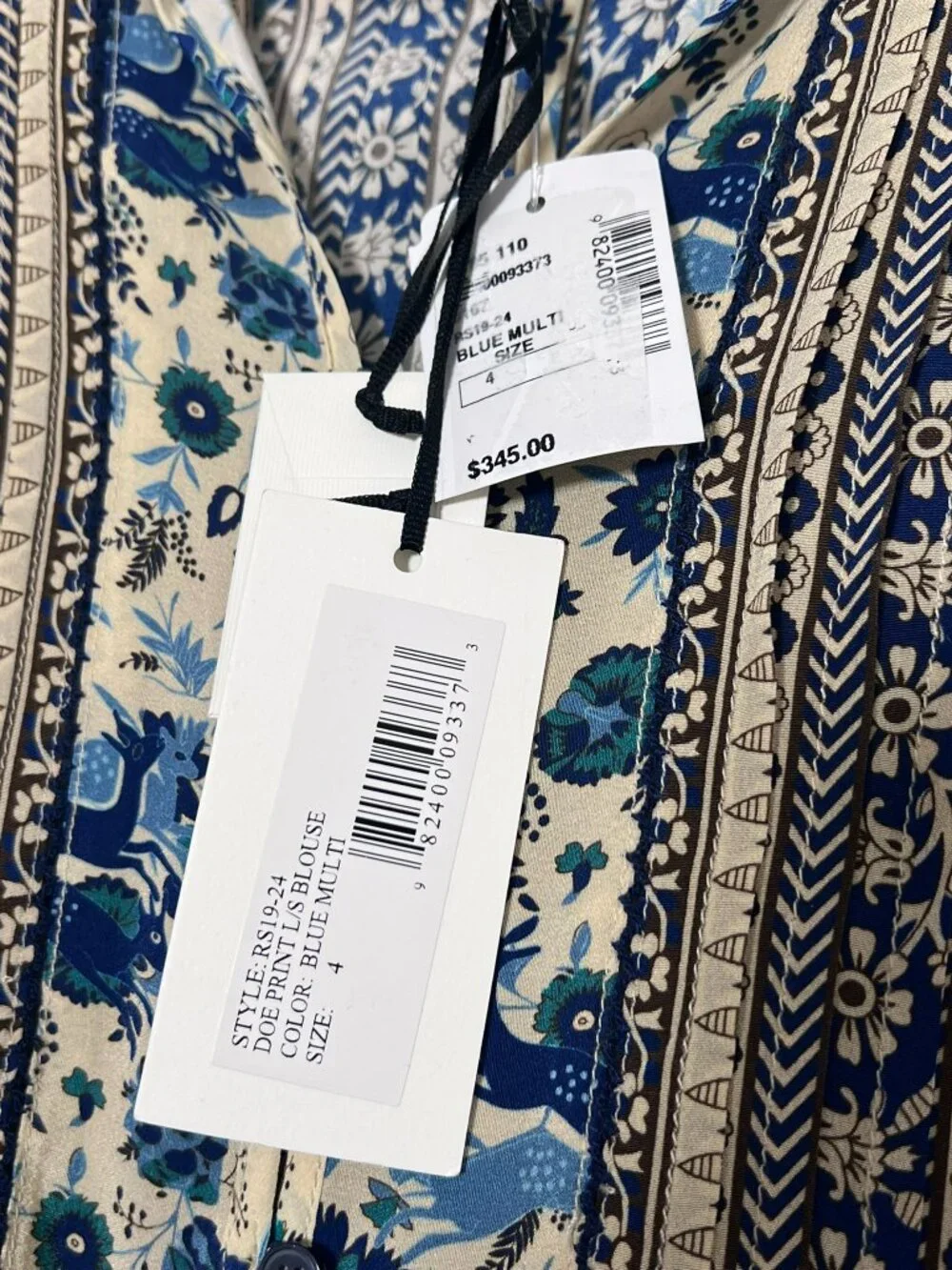 SEA NEW YORK DOE PRINT silk blouse size 4 - Picture 7 of 8